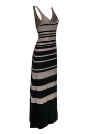 Current Boutique-Vince - Taupe & Grey Striped Maxi Dress Sz L