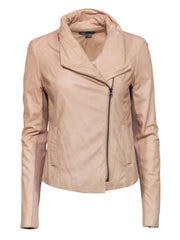 Current Boutique-Vince - Taupe Soft Leather Draped Jacket Sz M