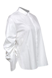 Current Boutique-Vince - White Button-Up Blouse w/ Tied Sleeves Sz 6