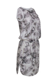 Current Boutique-Vince - White Grey & Black Printed Sleeveless Dress w/ Drawstring Waist Sz XS