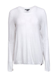 Current Boutique-Vince - White Knit Sweater w/ Zipper Trim Sz L