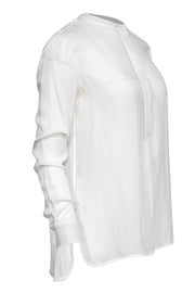 Current Boutique-Vince - White Long Sleeve Blouse w/ Black Trim Sz XS