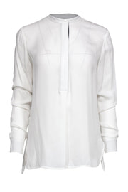 Current Boutique-Vince - White Long Sleeve Blouse w/ Black Trim Sz XS