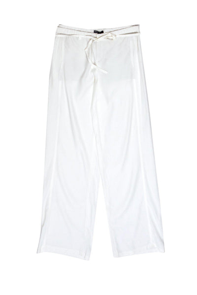 Current Boutique-Vince - White Wide Leg Trousers w/ Tie Sz 8