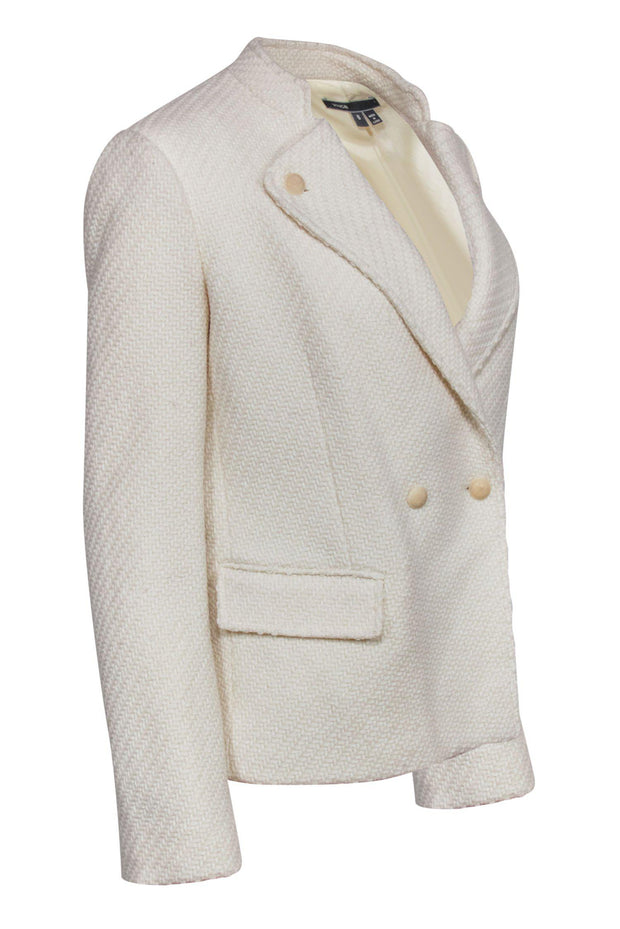 Current Boutique-Vince - White Woven Tweed Double Breasted Jacket Sz 6