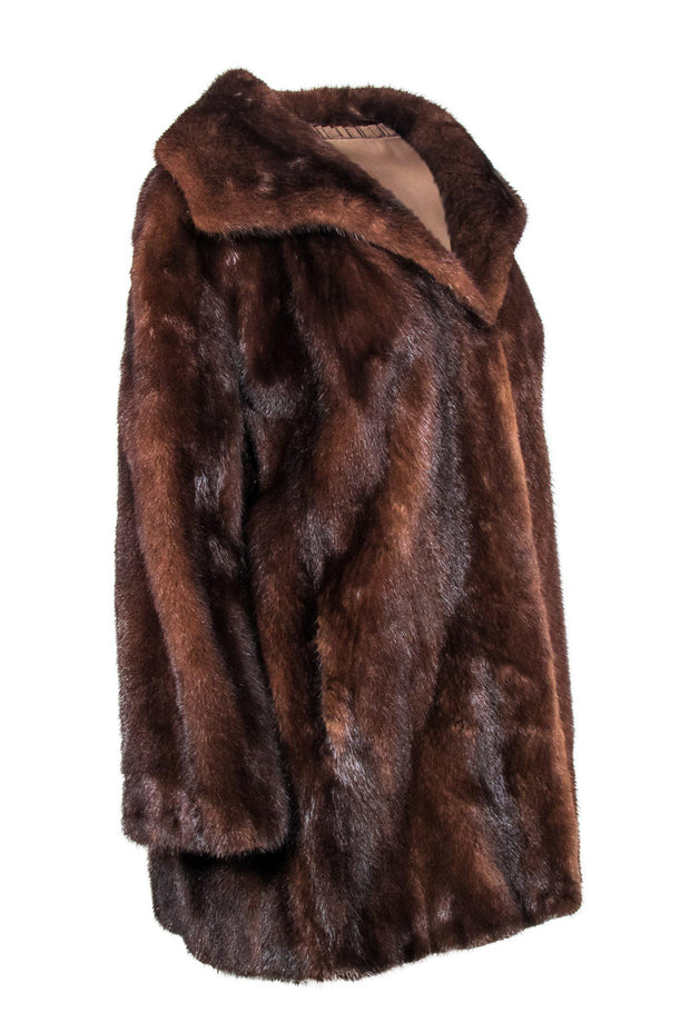 Current Boutique-Vintage Brown Mink Overcoat w/ Personalized Embroidery Sz S