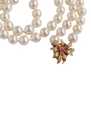 Current Boutique-Vintage Pearl & 14K Gold Floral Necklace