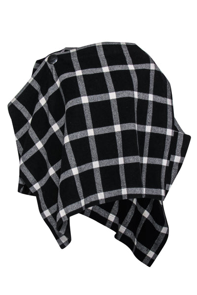 Current Boutique-Vivienne Westwood - Black & White Plaid Wool Blend Poncho Sz 8