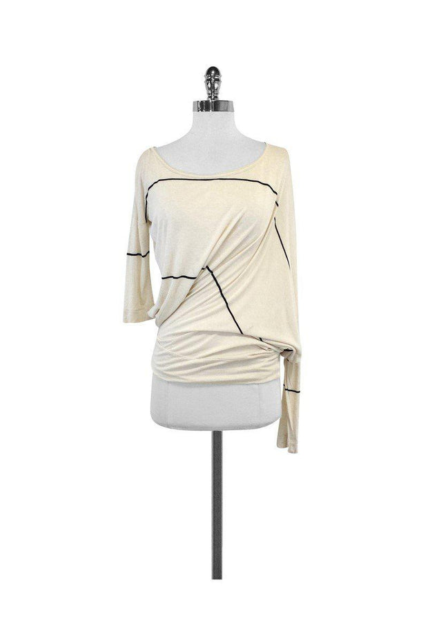 Current Boutique-Vivienne Westwood - Oatmeal & Black Striped Draped Shirt Sz S