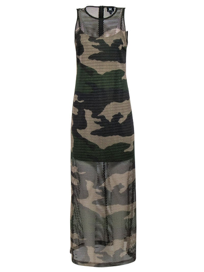 Current Boutique-W by Worth - Beige & Olive Camouflage Mesh Maxi Dress Sz 4