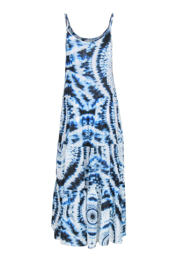 Current Boutique-W by Worth - Blue & White Tie-Dye Print Sleeveless A-Line Maxi Dress Sz 8
