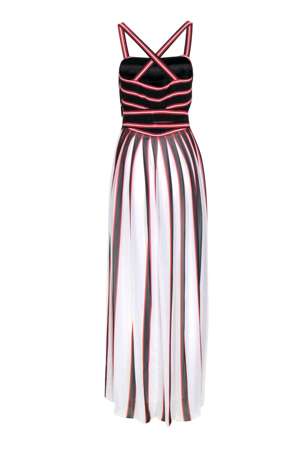 Current Boutique-W by Worth - Red, Black & White Pleated Maxi Dress Sz 2