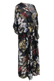 Current Boutique-Walter Baker - Black & Mulitcolor Tropical Floral Print "Tulum" Coverup OS