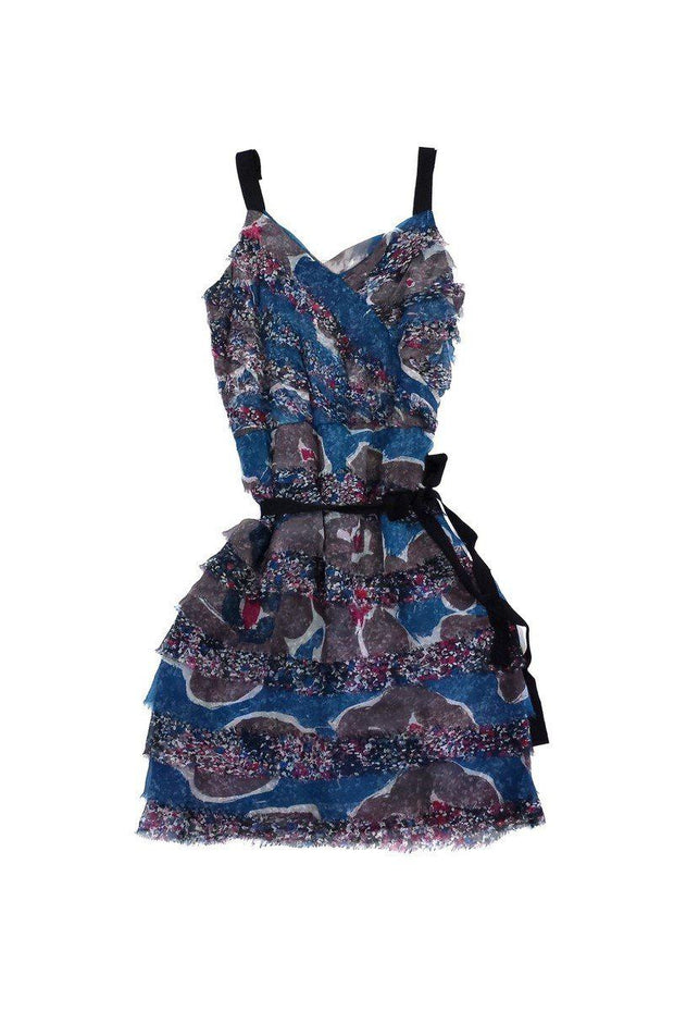 Current Boutique-Walter - Blue & Pink Floral Print Tier Dress Sz 2