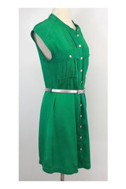 Current Boutique-Walter - Green Textured Silk Belted Dress Sz 4