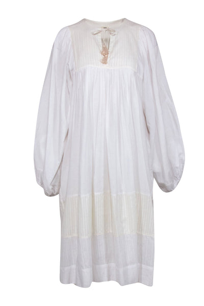Current Boutique-Warm - White & Cream Peasant Style Midi Dress w/ Long Sleeves Sz 2