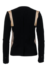 Current Boutique-Waverly Grey - Black Blazer w/ Tan Perforated Leather Trim Sz 0