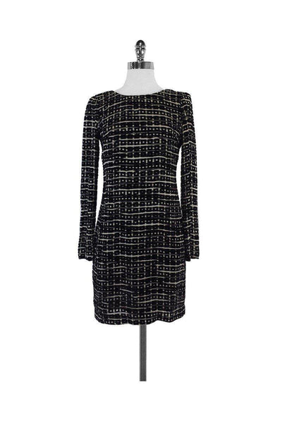 Current Boutique-Waverly Grey - Black & Grey Velvet Square Print Dress Sz 0