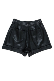 Current Boutique-WeWoreWhat - Black Vegan Leather High Waisted Shorts w/ Cuff Sz 25