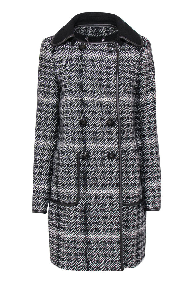 Current Boutique-Weekend Max Mara - Black & White Plaid Double Breasted Longline Coat Sz 10