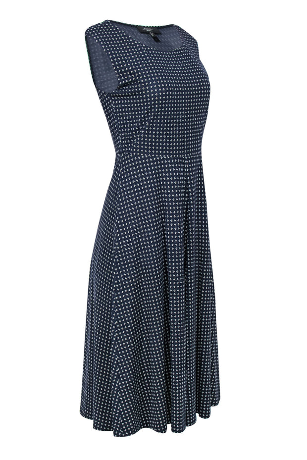 Current Boutique-Weekend Max Mara - Navy & Blue Printed Sleeveless Midi Dress Sz M