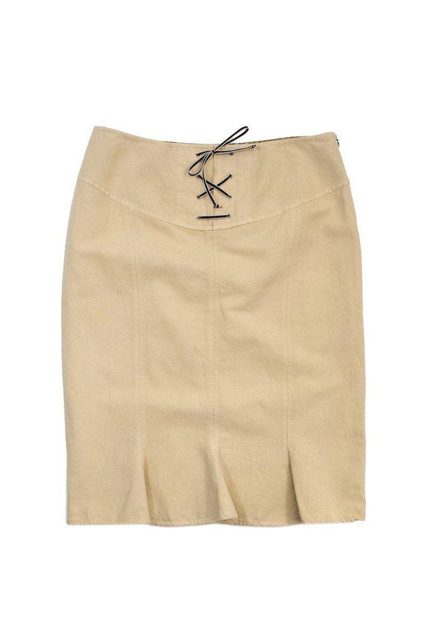 Current Boutique-Weekend Max Mara - Vintage Tan Tie Front Skirt Sz 10