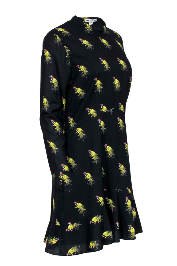 Current Boutique-Whistles - Black Bird Print Midi Dress Sz M