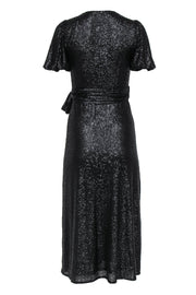 Current Boutique-Whistles - Black Sequin Puff Sleeve Wrap Maxi Dress Sz 2