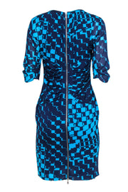 Current Boutique-Whistles - Blue Geometric Printed Gathered Silk Dress Sz 8