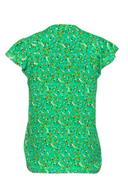 Current Boutique-Whistles - Green Printed Short Sleeve Button-Front Blouse Sz 6