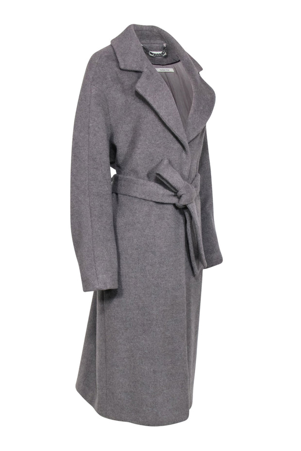 Current Boutique-Whistles - Grey Wool Blend Long Line Coat w/ Tie Belt Sz L