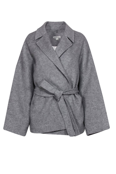 Current Boutique-Whistles - Light Grey Open Front Belted Coat Sz M