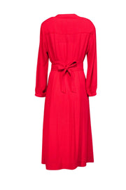 Current Boutique-Whistles - Red Button Down Midi Dress Sz 8