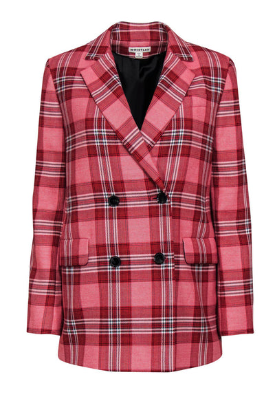 Current Boutique-Whistles - Red Plaid Oversized Double Breasted Blazer Sz S