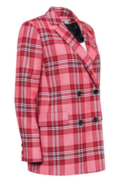 Current Boutique-Whistles - Red & White Plaid Double Breasted Blazer Sz S
