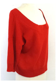 Current Boutique-Whit - Bright Orange Knit Cropped Wide Neck Sweater Sz S
