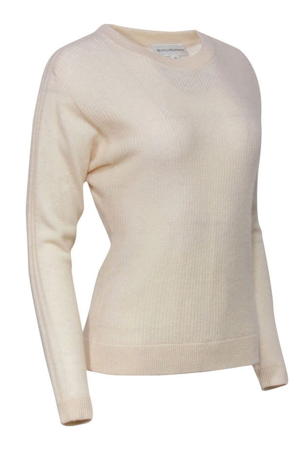 Current Boutique-White & Warren - Cream Ribbed Cashmere Pullover Sweater Sz XS