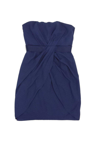 Current Boutique-White by Vera Wang - Navy Draped Strapless Dress Sz 8