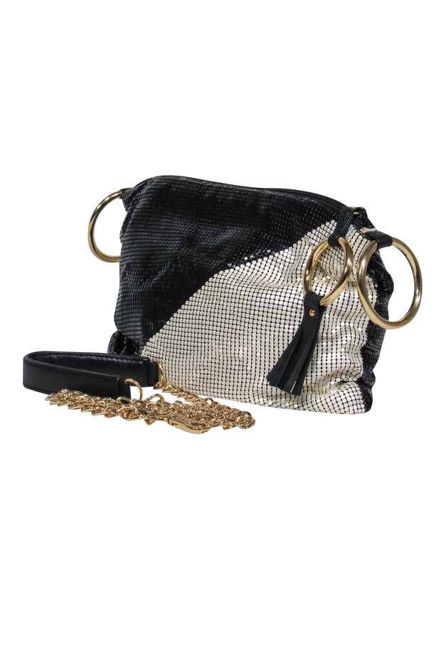 Current Boutique-Whiting & Davis - Black & White Chainmail Crossbody Purse