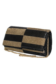 Current Boutique-Whiting & Davis - Gold & Black Checkered Chainmail Mini Purse