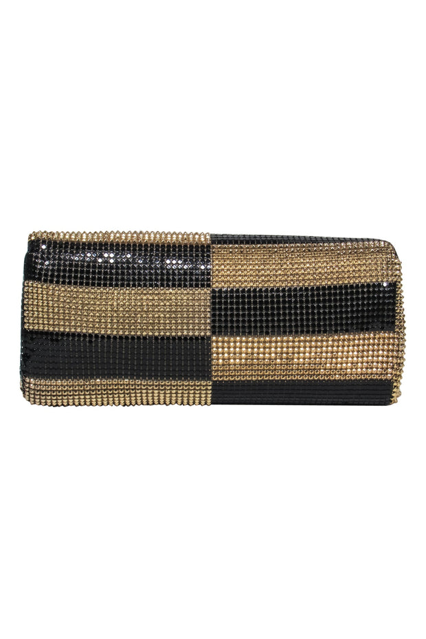Current Boutique-Whiting & Davis - Gold & Black Checkered Chainmail Mini Purse