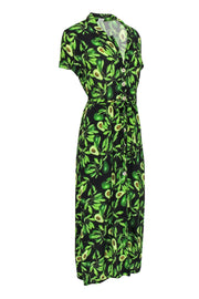 Current Boutique-Wilfred by Aritzia - Black & Green Avocado Print Short Sleeve Button-Up Maxi Dress Sz M