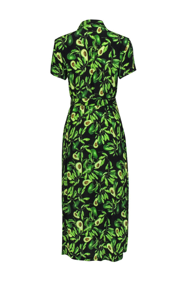Current Boutique-Wilfred by Aritzia - Black & Green Avocado Print Short Sleeve Button-Up Maxi Dress Sz M