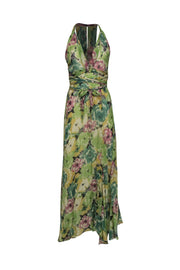 Current Boutique-Winter Kate - Green & Multicolored Floral Print Sleeveless Maxi Dress Sz S
