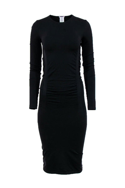 Current Boutique-Wolford - Black Ruched Long Sleeved Maxi Dress Sz S