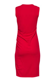 Current Boutique-Wolford - Red Sleeveless Ruched Midi Dress Sz 8
