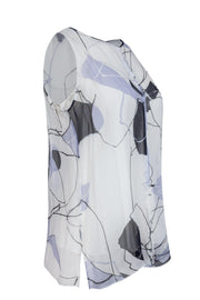 Current Boutique-Worth New York - White Silk Blouse w/ Geometric Print Sz 6