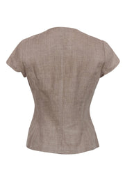 Current Boutique-Worth - Taupe Linen Short Sleeved Jacket w/ Trim Sz 4