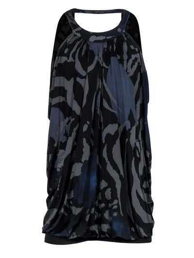 Current Boutique-Yigal Azrouel - Black, Grey & Navy Abstract Print Sleeveless Shift Dress Sz XS