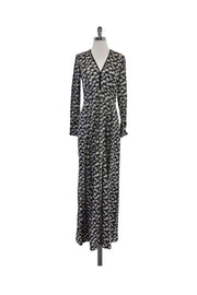 Current Boutique-Yigal Azrouel - Black & White Deep V Palm Tree Gown Sz 4